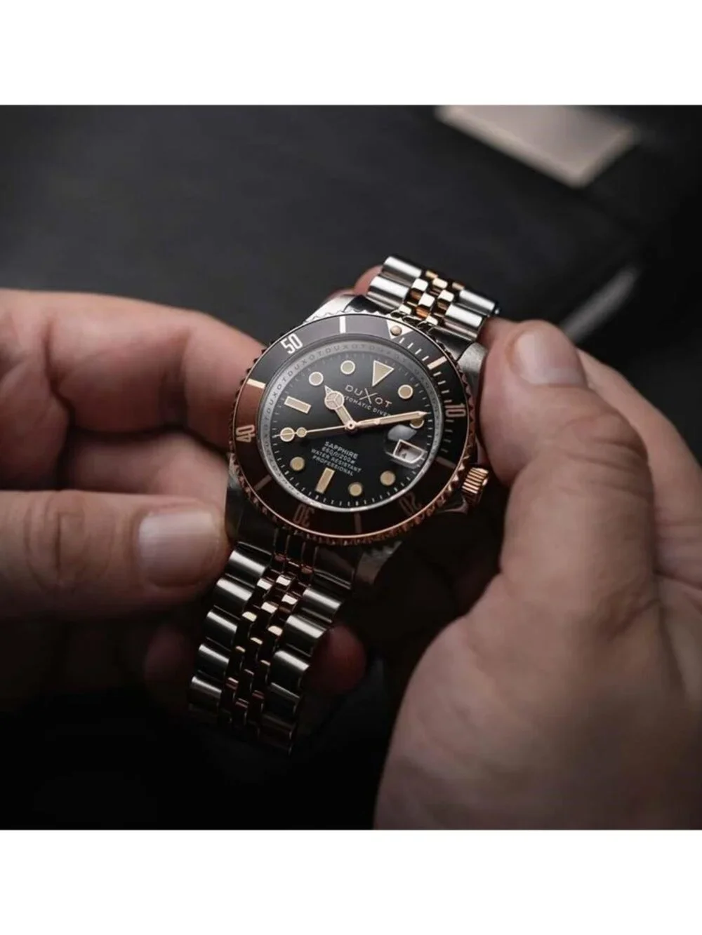 NWT Duxot Atlantica Diver Black Dial Men's Watch